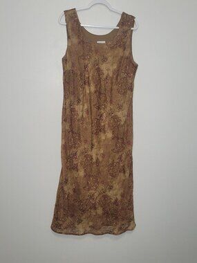 Vintage 90s K Woman brown tones boho grunge witchy midi maxi dress size 18